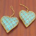 Set of 2 Blue Heart-shaped Holiday Ornaments (India)