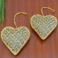 Set of 2 Olive Heart-shaped Holiday Ornaments (India)