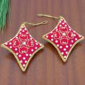 Set of 2 Red Diamond-shaped Holiday Ornaments (India)