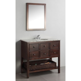 Great Prices New Haven Walnut Brown 36-inch Bath Vanity with 2 Drawers and Dappled Grey Granite Top