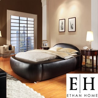 ETHAN HOME Yorkshire Black Bonded Leather Modern Upholstered Bed