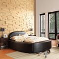 ETHAN HOME Dorchester Black Bonded Leather Modern Upholstered Bed
