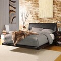 ETHAN HOME Carterton Black Bonded Leather Modern King-size Floating Bed