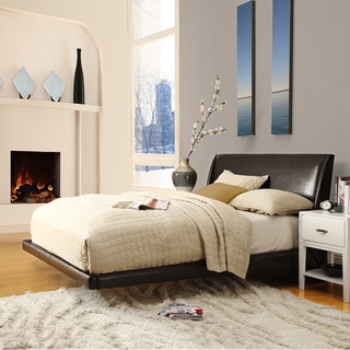 --->  TRIBECCA HOME Carterton Black Bonded Leather Modern Floating Bed