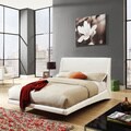 ETHAN HOME Carterton White Bonded Leather Modern Floating Bed