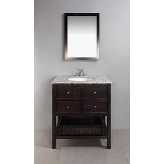 Low Price New Haven Espresso Brown 30-inch Bath Vanity with 2 Drawers and Dappled Grey Granite Top
