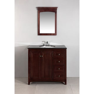 Windsor Walnut Brown 36-inch Bath Vanity with 2 Doors and Black Granite Top
