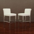 Cosmopolitan Stainless Steel White Snake Leather Bar Stools (Set of 2)