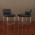 Cosmopolitan Stainless Steel Black Snake Leather Counter Stools (Set of 2)