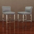 Cosmopolitan Stainless Steel Charcoal Snake Leather Bar Stools (Set of 2)