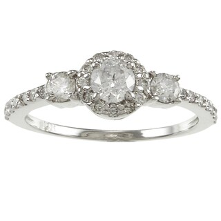 14k Gold 3/4ct TDW Round Diamond Halo Engagement Ring (G-H, I1-I2)
