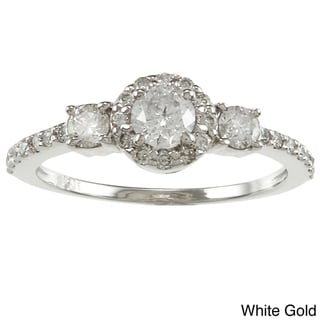  14k Gold 3/4ct TDW Round Diamond Halo Engagement Ring (G-H, I1-I2)