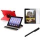 INSTEN Red Leather Swivel Tablet Case Cover/ Protector/ Stylus for Apple iPad 2/ 3/ New iPad/ 4