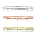 Silvertone Diamond Accent Rhodium-plated Bangle Cuff Bracelet