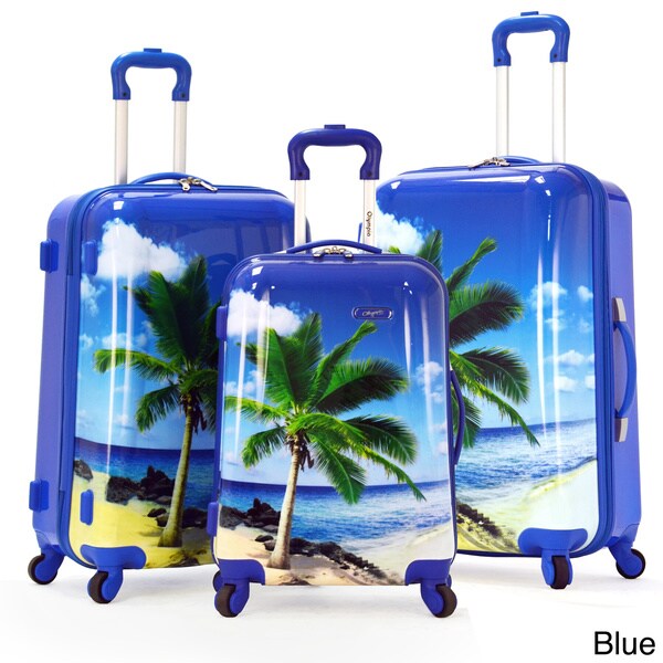Olympia Palm Beach 3-piece Printed Hardside Spinner Luggage Set - 14477080 - Overstock Shopping ...