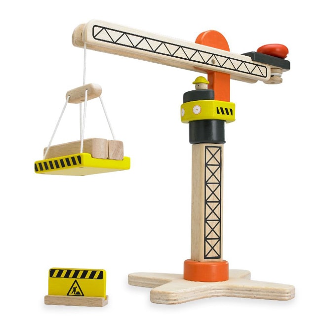 Wonderworld Toys Yellow Mini Wooden Working Tower Crane With Two Logs 