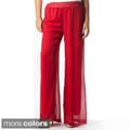 Tabeez Women's Plus Chiffon Wide Leg Pants