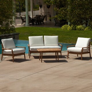 Christopher Knight Home Lombardi Teak Wood 4-piece Outdoor Seating Set
