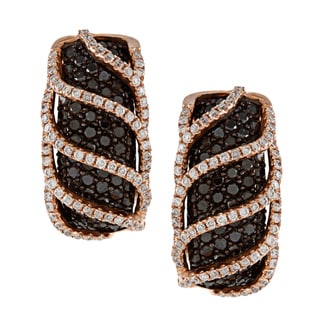 14k Rose and Black Gold 2ct TDW White and Black Diamond Earrings