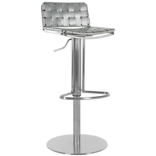 Deco Grey Leather Seat Stainless Steel Adjustable Bar Stool