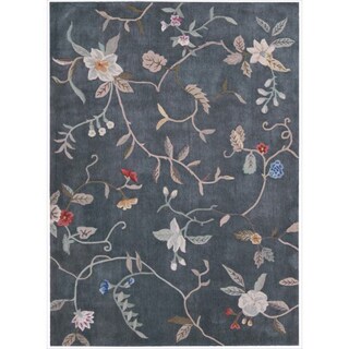 Hand-tufted Floral Cosmopolitan Slate Rug (3'6 x 5'6)