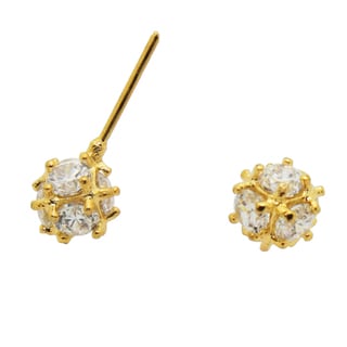 Gold over Silver Children's Cubic Zirconia Ball Earrings
