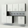 Flow Wall System 7 Piece White Cabinet Set