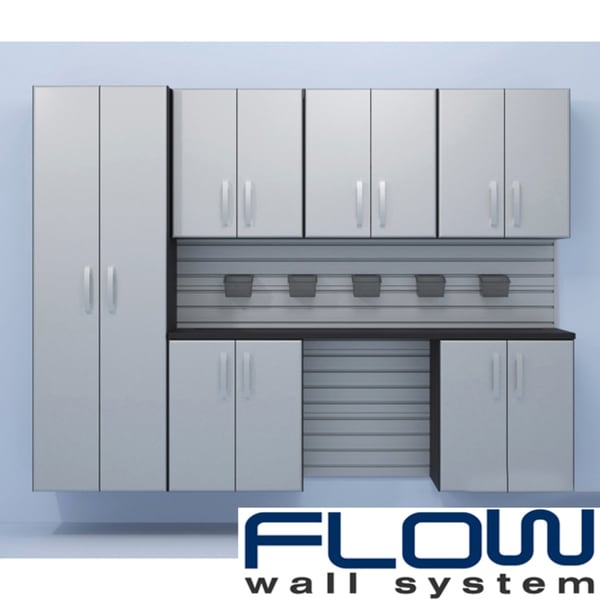Flow Wall System Silver 7 Piece Silver Cabinet Set Flow Wall