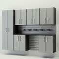 Flow Wall System Silver 7 Piece Silver Cabinet Set