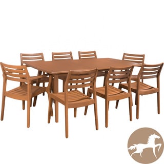 Christopher Knight Home Lombardi 9-piece Outdoor Eucalyptus Wood Dining Set