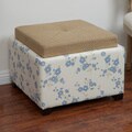 Christopher Knight Home Andrea Blue Flower Fabric Tray-top Storage Ottoman
