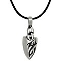 Carolina Glamour Collection Pewter Men's Tatoo Design Arrowhead Black Leather Cord Necklace