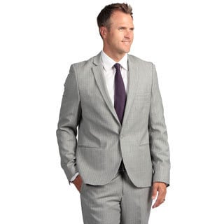 English Laundry Men's Ultra Slim-fit Grey Pintripe Wool Suit-Image