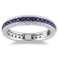 Miadora Sterling Silver Colored Gemstone Eternity Ring