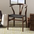 Wishbone Chair Brown Wood Y Chair with Black Seat