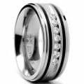 Oliveti Titanium Men's Ring with Resin Inlay and Cubic Zirconia (9mm)