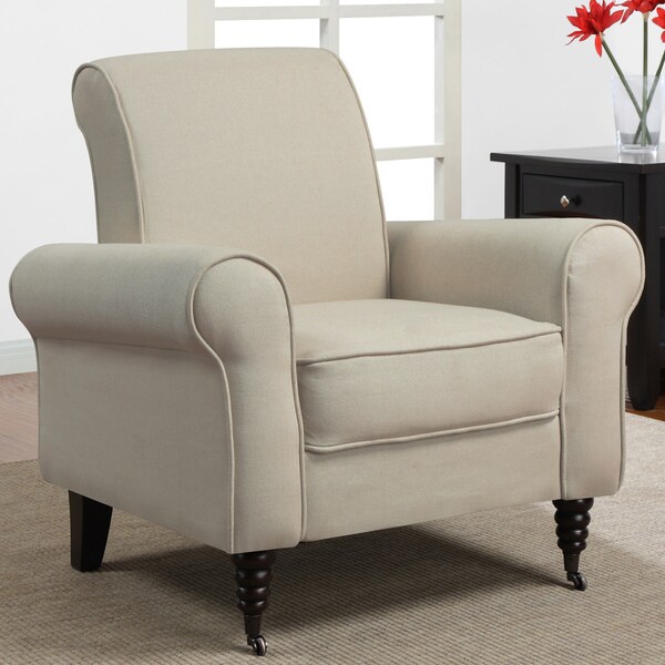 Rolled Accent Natural Linen Arm Chair 14496239