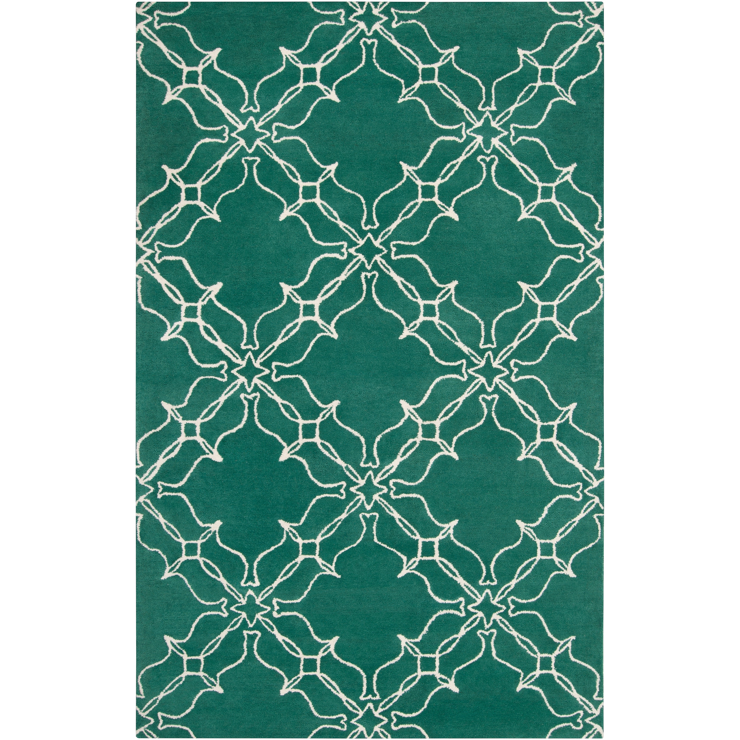 Aimee Wilder Handtufted Granada Emerald Green Geometric Trellis Wool