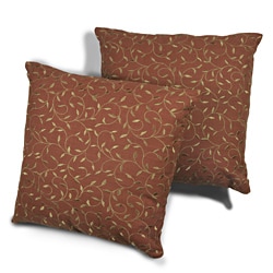 Today Sale Vine Tan Embroidered with Brick Background 18-inch Pillows (Set of 2)