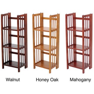 folding bookcase wood stackable shelf storage overstock previous solid