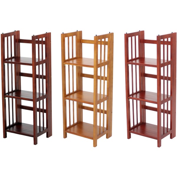 Folding Stackable 3-shelf Wood Bookcase - Overstock 