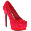 Toi et Moi Women's 'Daisy-05' Red Jewel Pointed Toe Platform Pumps