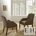 ETHAN HOME Kylie Rustic Oak Striped Pattern Arm Chair (Set of 2)