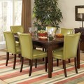 Estonia Dining Set with Olive Green Color Chairs (Set of 7)