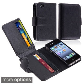 Black Leather Case with Wallet for Apple iPhone 4/ 4S