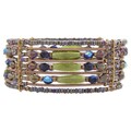 Handcrafted Wide Flexible Copper Irridescent Seed Bead Cuff Bracelet (India)