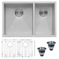 Ruvati Stainless Steel Double Bowl Kitchen Sink with Rinse Grids and Basket Strainers