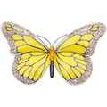 Silvertone Austrian Crystal and Yellow Enamel Butterfly Flower Pin
