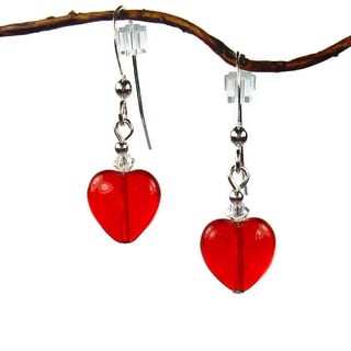 Jewelry by Dawn Red Heart High-polish Sterling Silver Dangle Earrings