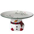 Winterberry Footed Snowman Cakeplate